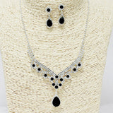 90857, TEARDROP ACCENT PAVE RHINESTONE CRYSTAL EVENING NECKLACE, WEDDING, BRIDAL, PROM