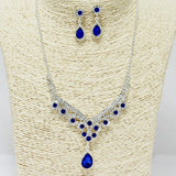 90857, TEARDROP ACCENT PAVE RHINESTONE CRYSTAL EVENING NECKLACE, WEDDING, BRIDAL, PROM
