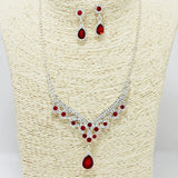 90857, TEARDROP ACCENT PAVE RHINESTONE CRYSTAL EVENING NECKLACE, WEDDING, BRIDAL, PROM