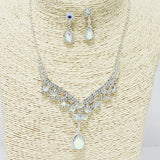 90857, TEARDROP ACCENT PAVE RHINESTONE CRYSTAL EVENING NECKLACE, WEDDING, BRIDAL, PROM