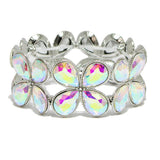 90865, CLOVER RHINESTONE STRETCH BRACELET, WEDDING, BRIDAL, PROM
