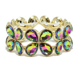 90865, CLOVER RHINESTONE STRETCH BRACELET, WEDDING, BRIDAL, PROM