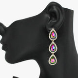 90882, TEARDROP ACCENT RHINESTONE DROP DANGLE EARRING, WEDDING, BRIDAL, PROM