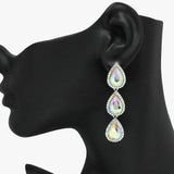 90882, TEARDROP ACCENT RHINESTONE DROP DANGLE EARRING, WEDDING, BRIDAL, PROM