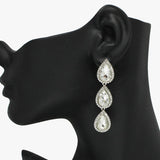 90882, TEARDROP ACCENT RHINESTONE DROP DANGLE EARRING, WEDDING, BRIDAL, PROM