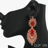 90886, RHINESTONE DANGLE EVENING CLIP ON EARRING, WEDDING, BRIDAL, PROM