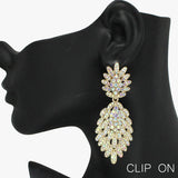 90886, RHINESTONE DANGLE EVENING CLIP ON EARRING, WEDDING, BRIDAL, PROM