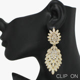 90886, RHINESTONE DANGLE EVENING CLIP ON EARRING, WEDDING, BRIDAL, PROM