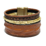 90888, FAUX LEATHER MULTILAYER WRAP MAGNETIC CLOSURE BRACELET