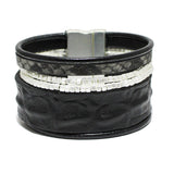 90888, FAUX LEATHER MULTILAYER WRAP MAGNETIC CLOSURE BRACELET
