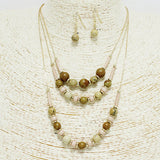 90902, MIX BEADED TRIPLE LAYERED NECKLACE