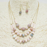 90902, MIX BEADED TRIPLE LAYERED NECKLACE