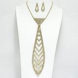 90914, CHEVRON RHINESTONE CRYSTAL NECKTIE NECKLACE, WEDDING, BRIDAL, PROM