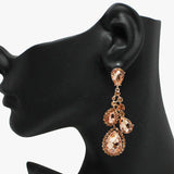 90918, TEARDROP ACCENT RHINESTONE EVENING EARRING, WEDDING, BRIDAL, PROM