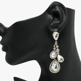 90918, TEARDROP ACCENT RHINESTONE EVENING EARRING, WEDDING, BRIDAL, PROM