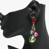 90918, TEARDROP ACCENT RHINESTONE EVENING EARRING, WEDDING, BRIDAL, PROM