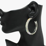 90919, MARQUISE ACCENT RHINESTONE HOOP EARRING, WEDDING, BRIDAL, PROM