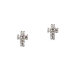 90921, DAINTY PAVE CROSS STUD EARRING, RELIGIOUS