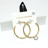 90924, 45MM TEXTURED ROUND HOOP HYPOALLERGENIC EARRING/STERLING SILVER POST