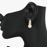 90927, PEARL DANGLE WITH CUBIC ZIRCONIA EARRING