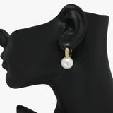 90928, PEARL WITH CUBIC ZIRCONIA HUGGIE EARRING