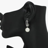90929, PEARL WITH CUBIC ZIRCONIA DANGLE EARRING