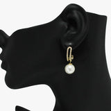 90929, PEARL WITH CUBIC ZIRCONIA DANGLE EARRING