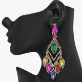 90939, MARQUISE ACCENT OVERSIZED RHINESTONE EVENING EARRING, WEDDING, BRIDAL, PROM