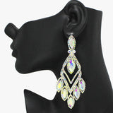 90939, MARQUISE ACCENT OVERSIZED RHINESTONE EVENING EARRING, WEDDING, BRIDAL, PROM