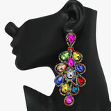 90940, TEARDROP ACCENT OVERSIZED RHINESTONE EVENING EARRING, WEDDING, BRIDAL, PROM