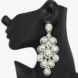 90940, TEARDROP ACCENT OVERSIZED RHINESTONE EVENING EARRING, WEDDING, BRIDAL, PROM
