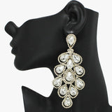 90940, TEARDROP ACCENT OVERSIZED RHINESTONE EVENING EARRING, WEDDING, BRIDAL, PROM