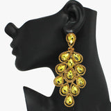 90940, TEARDROP ACCENT OVERSIZED RHINESTONE EVENING EARRING, WEDDING, BRIDAL, PROM