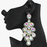 90940, TEARDROP ACCENT OVERSIZED RHINESTONE EVENING EARRING, WEDDING, BRIDAL, PROM