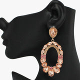90943, OVAL RHINESTONE EVENING EARRING, WEDDING, BRIDAL, PROM