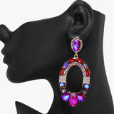 90943, OVAL RHINESTONE EVENING EARRING, WEDDING, BRIDAL, PROM