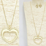 Open CUT Heart Long Pendant Necklace, Valentine's DAY