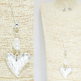 Hammered Heart Long Pendant Necklace, Valentine's DAY