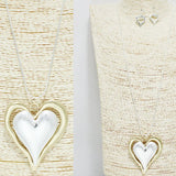 Scratched Heart Long Pendant Necklace, Valentine's DAY
