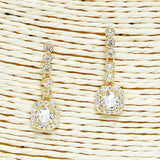 90958, GEOMETRIC CUBIC ZIRCONIA DANGLE EARRING