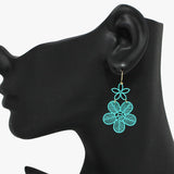 90983, MATTE FINISH FLOWER DANGLE EARRING