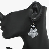 90983, MATTE FINISH FLOWER DANGLE EARRING