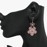 90983, MATTE FINISH FLOWER DANGLE EARRING