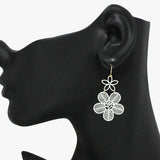 90983, MATTE FINISH FLOWER DANGLE EARRING