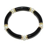 91008, PEARL & ACRYLIC TUBE STRETCH BRACELET