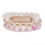 91009, DRUZY STONE MULTI LAYERED BEADED STRETCH BRACELET