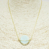 91021, ROUND SEMI PRECIOUS STONE PENDANT NECKLACE