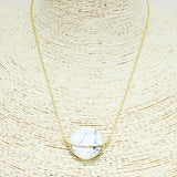 91021, ROUND SEMI PRECIOUS STONE PENDANT NECKLACE