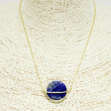 91021, ROUND SEMI PRECIOUS STONE PENDANT NECKLACE