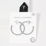 91029, 35MM TEXTURED ROUND HOOP HYPOALLERGENIC EARRING/STERLING SILVER POST